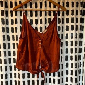 Free People Rust Button-Down Tie-Front Camisole